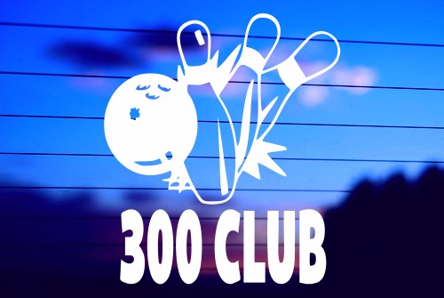 300 Bowling Club vinyl die cut decal for cars, trucks, windows, and laptops