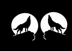 Decorative Wolf Howling Moon Car Decal, Die Cut Vinyl Decal