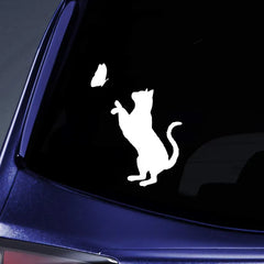 Bargain Max Decals Cat Butterfly Die Cut Vinyl Decal