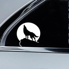 Decorative Wolf Howling Moon Car Decal, Die Cut Vinyl Decal