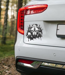 Peeking Wild Wolf with Paws Decals , Die Cut Vinyl Decal