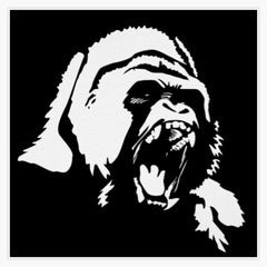 Gorilla White On Black Vinyl Die Cut Vinyl Decal