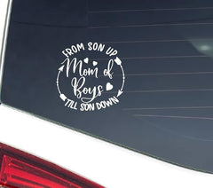 Thistle Brook Cottage Mom of Boys Car Vinyl Die Cut Vinyl Decal/ Bumper For Windows, Cars, Trucks, Laptops, Etc.