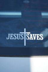 Jesus Saves Sticker 7x4 – Christian Jesus Sticker for Car, Laptop, Water Bottle – Waterproof Vinyl Religious Decal, Faith Gift Die Cut Vinyl Decal