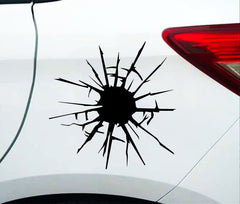 Cracked Hole Damage Prank Die Cut Vinyl Decal
