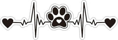 MAKTEM Paw Print Silhouette Heartbeat Car Sticker, Die Cut Vinyl Decal