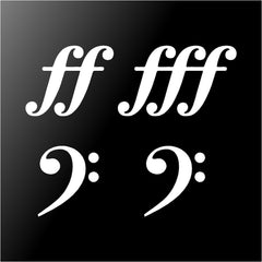 Bass Clef Fortississimo Symbols Vinyl Die Cut Vinyl Decal/ Bumper For Windows, Cars, Trucks, Laptops, Etc.