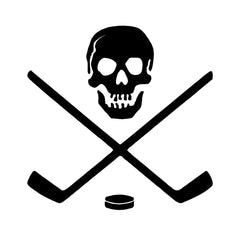 Ice Hockey Skull Crossbones Sticks Vinyl Die Cut Vinyl Decal/ Bumper For Windows, Cars, Trucks, Laptops, Etc.