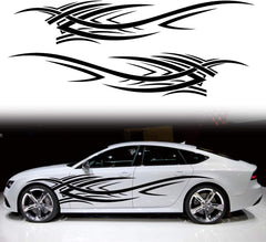 2Pcs 94.4'' Universal Flame Graphics Car Auto Body Side Sticker Racing Sports Self-Adhesive Side Strip Decal Decoration Accessories for Truck SUV Off-Road Vehicles Die Cut Vinyl Decal