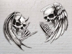 Pack Devil Death Skull Angel Life Skull Bumper Vinyl Die Cut Vinyl Decal