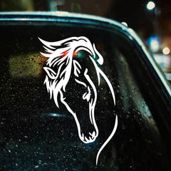 Horse Head Decal – 7x7in Vinyl Car Window Sticker – White Outline Animal Graphic for Truck, SUV, Die Cut Vinyl Decal