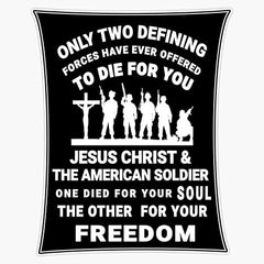 Two Defining Forces Jesus Christ and The American Soldier Die Cut Vinyl Decal