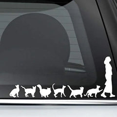 MAF - CAT Lady Cats Follow Woman Decal Die Cut Vinyl Decal