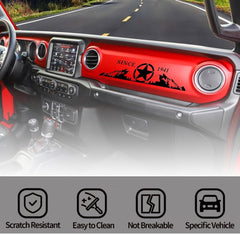 Car Dashboard Decal Gloss Black Copilot Storage Box Decal Sticker Glove Box Trim Mountain Scene Vinyl Sticker Compatible with 2018-2024 Wrangler JL JL Gladiator Die Cut Vinyl Decal