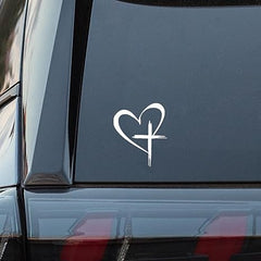 Love Cross Decal, Love Heart Cross , Vinyl Die Cut Vinyl Decal/ Bumper For Windows, Cars, Trucks, Laptops, Etc.