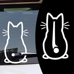 Cute White PVC Cartoon Cat Tail, Universal Car Decal Die Cut Vinyl Decal