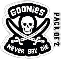 IMPERIAL VIBES - Goonies Never Say Die Sticker – Waterproof Vinyl Decal for Waterbottle - Bumper Stickers for Cars - Never Say Die Decal for Laptop, Van SUV and Note Book 2 Pack 5.5" inches - Imp 107 Die Cut Vinyl Decal
