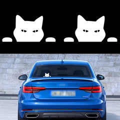TOMALL 2PCS 5.5'' Cat Peeking Car Stickers Cat Watching Vinyl Reflective Decals Waterproof Funny Self-Adhesive for Car Window Bumper Laptop Motorcycle Die Cut Vinyl Decal