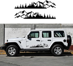 Mountain Tree Forest Graphic Car Sticker Waterproof Sunscreen Decorative Side Door Vinyl Decal Accessories for Pickup Truck SUV Off-Road RV Camper Transporter Die Cut Vinyl Decal
