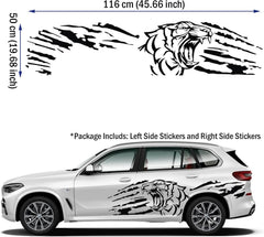 Growling Tiger Graphics Car Body Sticker - Self-Adhesive Tiger Decal - Racing Sports Car Side Door Sticker - Scratch Resistant Die Cut Vinyl Decal