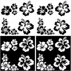 GORGECRAFT 2 Color 4 Sheets Hibiscus Flower Car Sticker, Die Cut Vinyl Decal