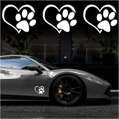 BELOMI Dog Paw Love Heart Vinyl Car Decal Die Cut Vinyl Decal
