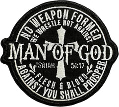 Man of God Patch Isaiah 54:17 Cross Nails Die Cut Vinyl Decal