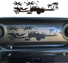 Dashboard Decal Glove Box Beach Scenery Vinyl Sticker for Wrangler JL JLU Gladiator Die Cut Vinyl Decal