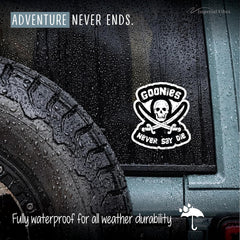 IMPERIAL VIBES - Goonies Never Say Die Sticker – Waterproof Vinyl Decal for Waterbottle - Bumper Stickers for Cars - Never Say Die Decal for Laptop, Van SUV and Note Book 2 Pack 5.5" inches - Imp 107 Die Cut Vinyl Decal