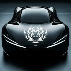 Flaming Predator Auto Fierce Tiger Head Hood Decal Car, Die-Cut Decal