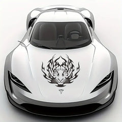 Flaming Predator Auto Fierce Tiger Head Hood Decal Car, Die-Cut Decal