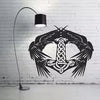 Nordic Thor Hammer Vikings Wall Sticker Anime Mjölnir and Huginn & Munin Weapon Wall Decal Bedroom Vinyl Home Decor Die Cut Vinyl Decal