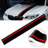 Matte Black W/ Red Rally Stripes Racing Car Body Front Hood Decal Sticker Decor | Die Cut Vinyl Decal/ Bumper For Windows, Cars, Trucks, Laptops, Etc.