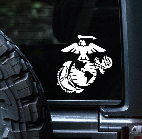 white-us-marine-corps-sticker-decal-featuring-eagle-globe-and-anchor-symbol-on-car-window