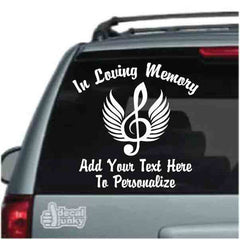 Angel Wings Treble Clef Memorial Vinyl Die Cut Vinyl Decal/ Bumper For Windows, Cars, Trucks, Laptops, Etc.