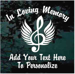 Angel Wings Treble Clef Memorial Vinyl Die Cut Vinyl Decal/ Bumper For Windows, Cars, Trucks, Laptops, Etc.