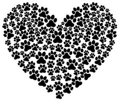 Animal Paw Print Heart In Black Sticker Die Cut Vinyl Decal