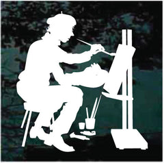 Artist Painting Vinyl Die Cut Vinyl Decal/ Bumper For Windows, Cars, Trucks, Laptops, Etc.