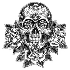Black and White Skull And Roses Tattoo Sticker Die Cut Vinyl Decal