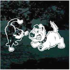 Cat & Dog Fight Decals | Die Cut Vinyl Decal