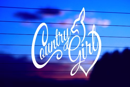 Country Girl deer head vinyl die cut decal for cars, trucks, windows, and laptops