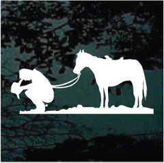 Cowboy Praying With Horse Decals | Die Cut Vinyl Decal