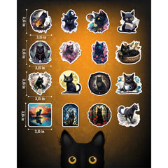 MiStar 100 PCS Black Cat Stickers, 3.15" Cat Stickers Pack, Aesthetic Vinyl Waterproof Stickers for Water Bottles Laptop Phone Case Luggage Car, Black Cat Decor Decal for Halloween Die Cut Vinyl Decal/ Bumper For Windows, Cars, Trucks, Laptops, Etc.