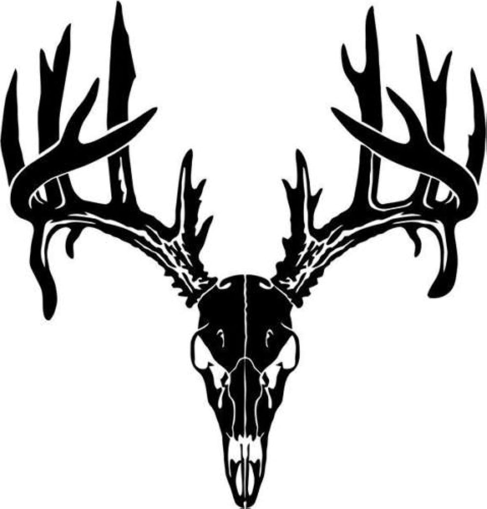 deer buck skull antlers vinyl decal black die cut wildlife sticker for cars trucks windows laptops