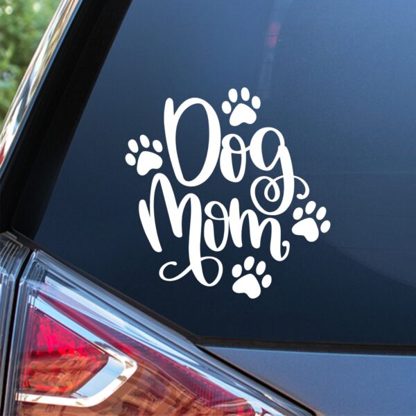 dog mom vinyl die cut decal on car window