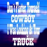 Don’t Flatter Yourself Cowboy Truck vinyl die cut decal for cars trucks