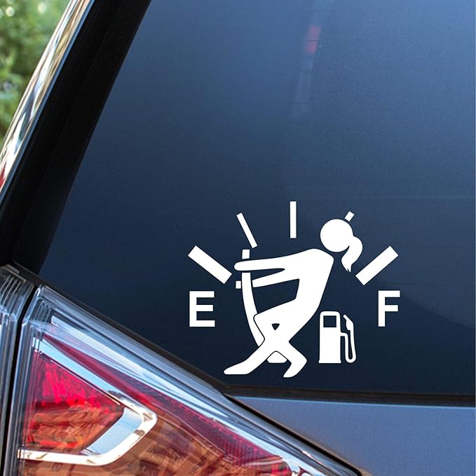 gas gauge girl vinyl funny decal black die cut sticker for cars trucks windows laptops