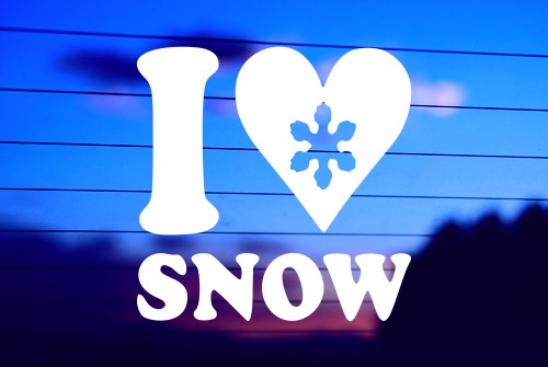I love snow vinyl die cut decal on car window