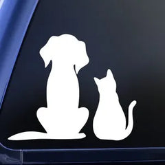 Dog and Cat Vinyl Decal, Pet Decal Die Cut Vinyl Decal