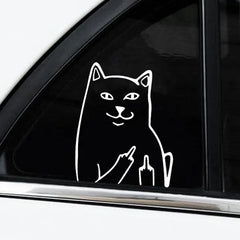 CAT middle finger, FUNNY, Die Cut Vinyl Decal
